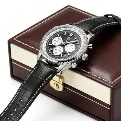 QINGXIYA Luxury Man Watch Quartz Waterproof Luminous Date Chronograph Leather Men Wristwatch Military Sports Men's Watches Reloj