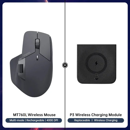 Rapoo MT760/MT760Mini Multi-mode Rechargeable Wireless Bluetooth Mouse Ergonomic 4000 DPI Support Up to 4 Devices Office Mice