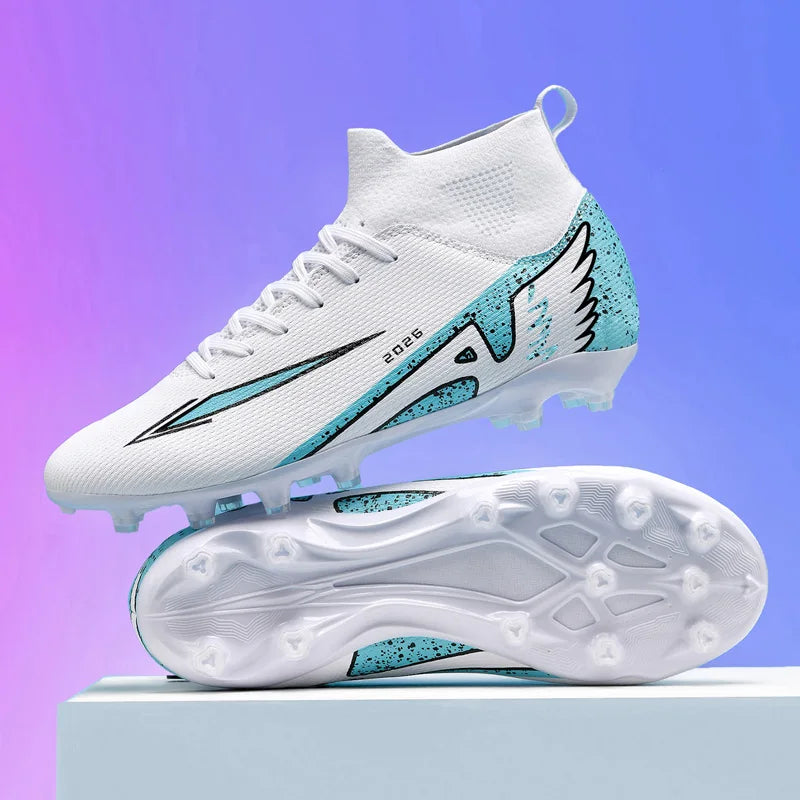 Nouvelles chaussures de football pour hommes, antidérapantes, de haute qualité, ultralégères, pour l'extérieur et l'intérieur, chaussures de sport à haute cheville, futsal antidérapantes