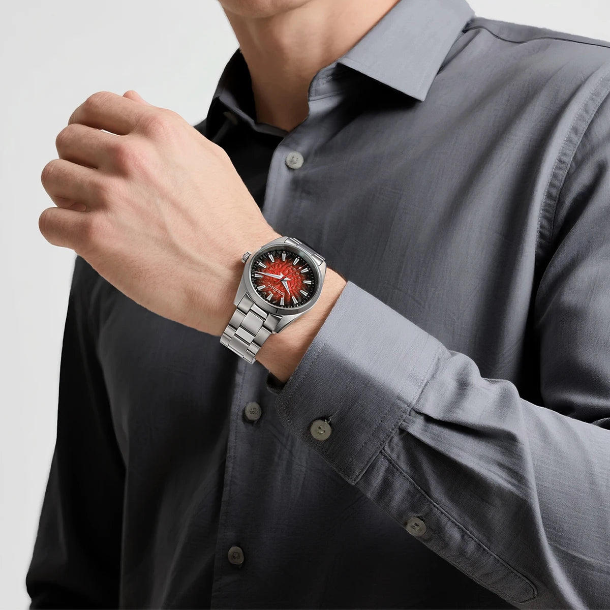 BERNY Men's Watch 10ATM Sapphire Luminous Fashion Quart Watches Full Stainless Steel Classic Dress Business Wristwatch
