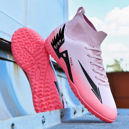 Nouvelles chaussures de football pour hommes, chaussures de soccer de haute qualité pour l'extérieur, chaussures de sport ultralégères pour l'intérieur, chaussures de sport antidérapantes à cheville haute, chaussures d