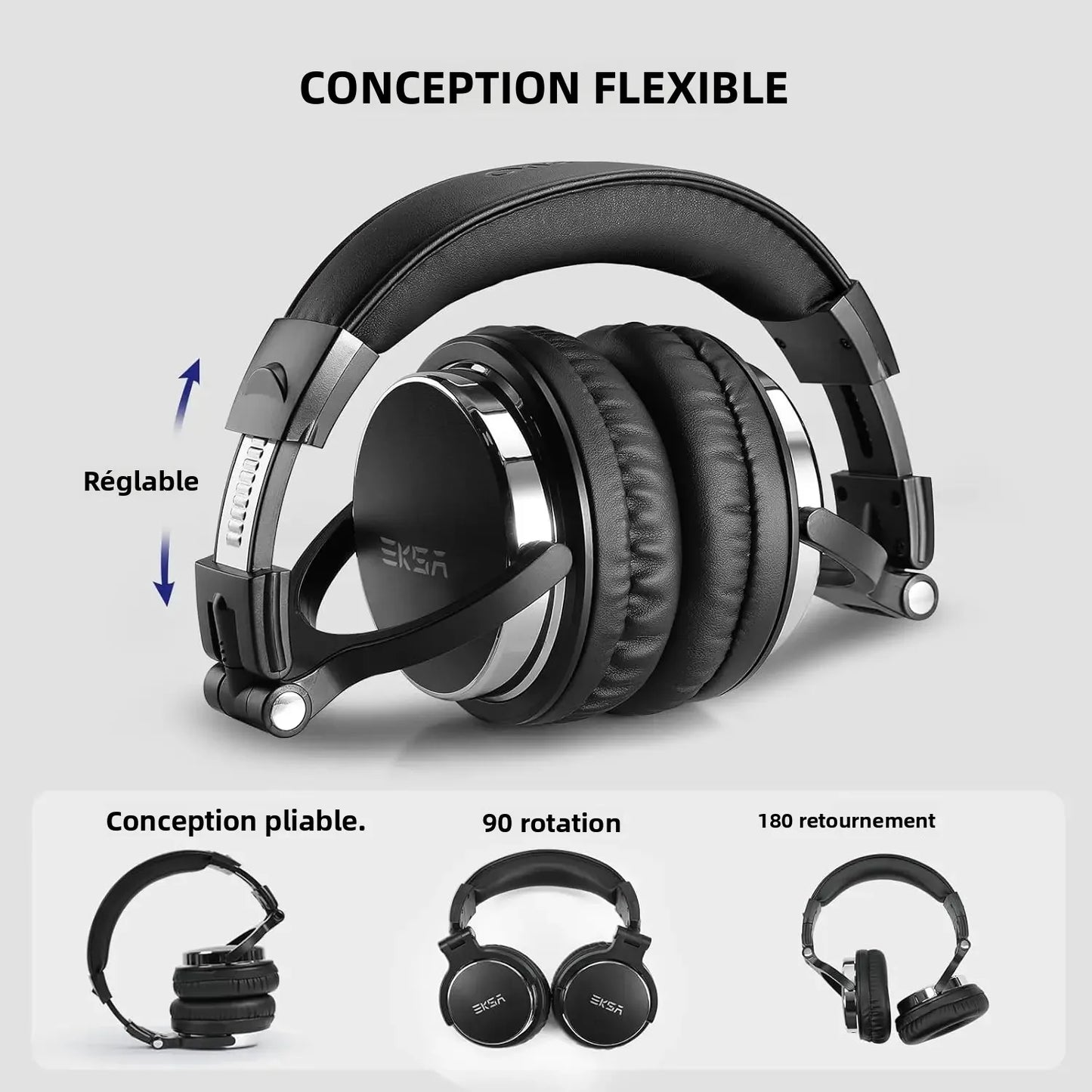 Oneodio EKSA P100 3.5/6.35mm Wired Studio HiFi Headphones Over Ear Professional Hi-Res DJ Monitor Headset With Mic For Guitar