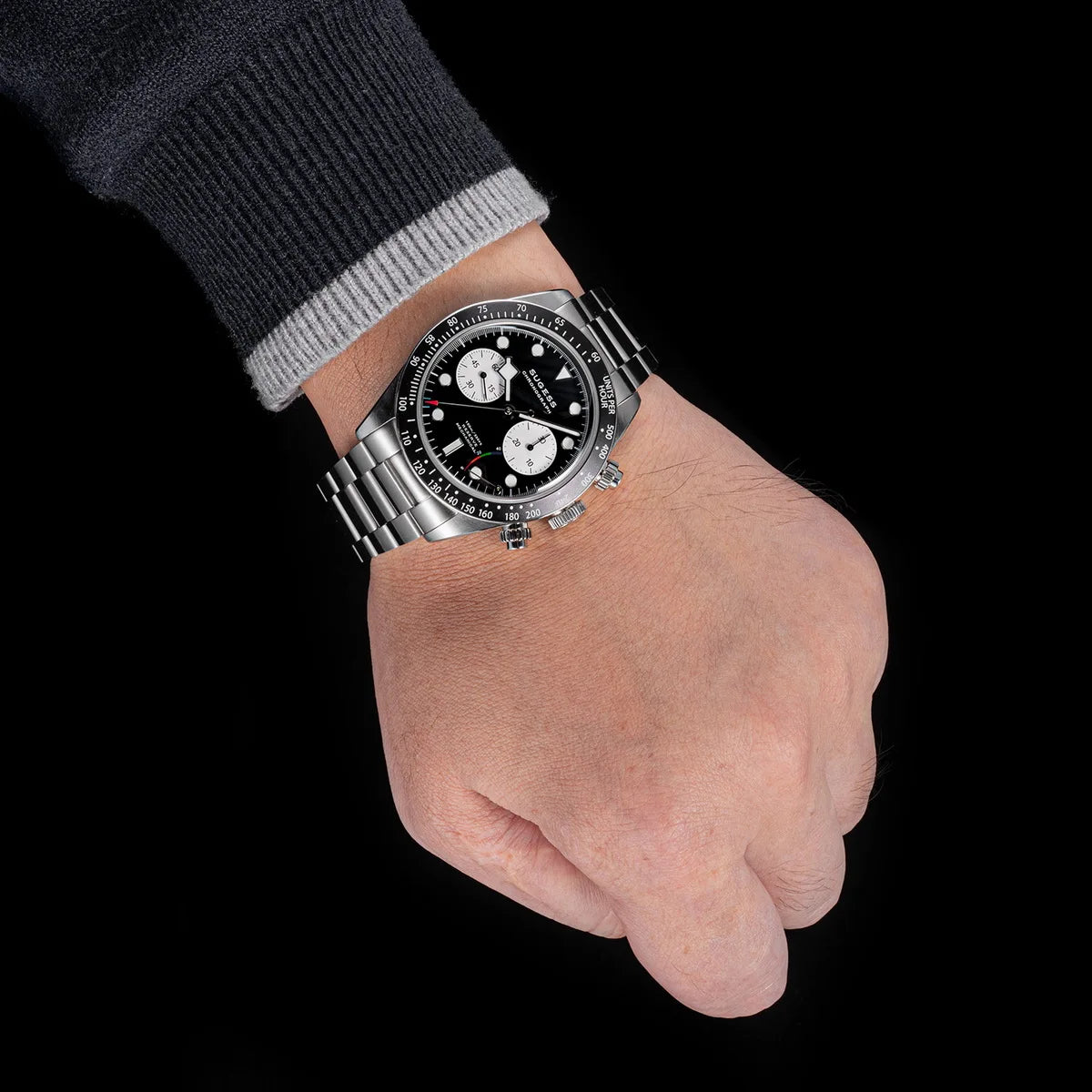Sugess Chronograph Men Watch Original ST1907 Swanneck Pilot Mechanical Wristwatches Domed Sapphire Crystal Dopamine S457 2025new
