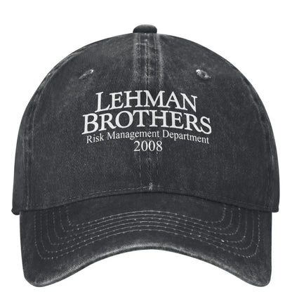 „Lehman Brothers“ rizikos valdymo beisbolo kepurė, banko bankrotas, „Trucker“ stiliaus kepurė, teniso ir riedlenčių „Snapback“ stiliaus kepurė, moteriškos beisbolo kepurės