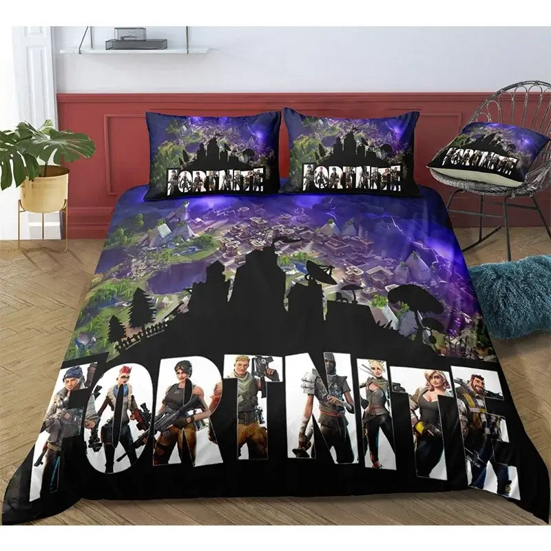 Fortnite Bedding Set Duvet Cover 3 Piece 3D Printed Bedroom Bedding Game Anime Cartoon Pillowcase Room Decoration Gifts