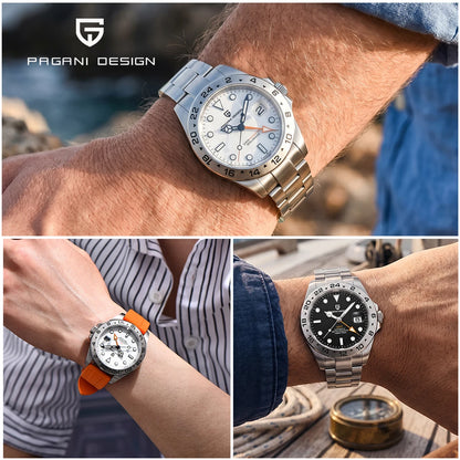 Pagani Design 2026 New Men's Diver Watch 42mm Sapphire Automatic Mechanical GMT Watch 100m Waterproof PD1682