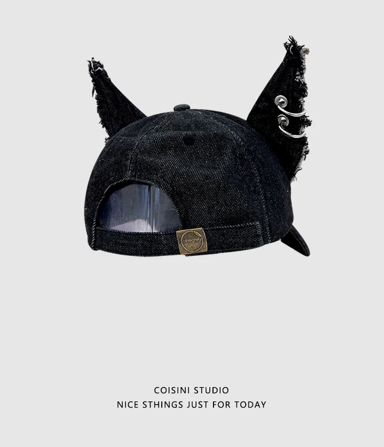 Niche Y2k Personality Hoop Cowboy Hole Ladies Baseball Cap Three-dimensional Dog Ears Trend Hip Hop Adjustable Men Sports Hat
