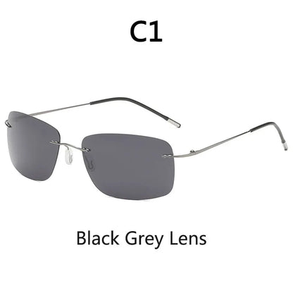 Titanium Frameless Polarized Sunglasses Driver Driving Night Vision Goggle Folding Ultra Light Color Film Titanium SunglassUV400