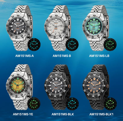 BERNY Automatic Diver Watch for Men Frosted Dial MIYOTA 8215 316L Supper Luminous Sapphire AR Fluororubber Men's Diving Watches