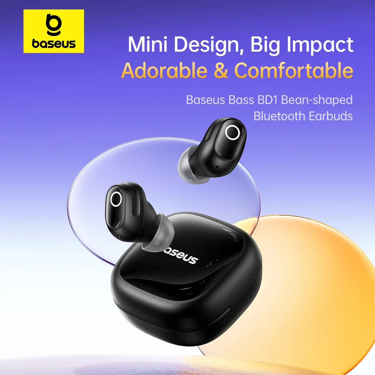 Baseus Bass BD1 Wireless Bluetooth 5.4 Earbuds – Mini Bean TWS Earphones, 35H Playtime, IP55 Waterproof Sports Headphones with Deep Bass & Low Latency
