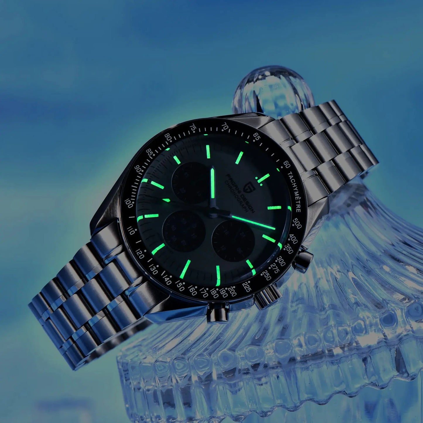 PAGANI DESIGN 2026 New Saturn Men's Watches Quartz Watch For Men Light Tan Sport Chronograph AR Sapphire Crystal Wrist Watch Men