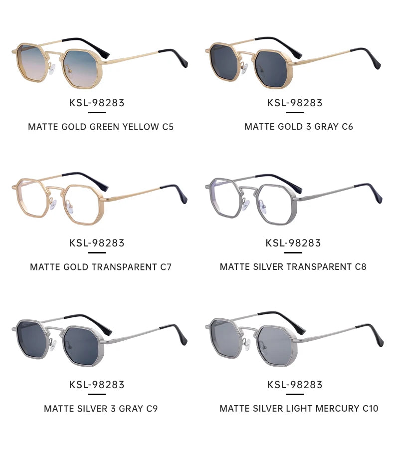 Small Frame Hexason Steampunk Sunglasses Men 2025 Luxury Brand Vintage Punk Eyewear Classic Polygon Metal Sun Glasses Male UV400