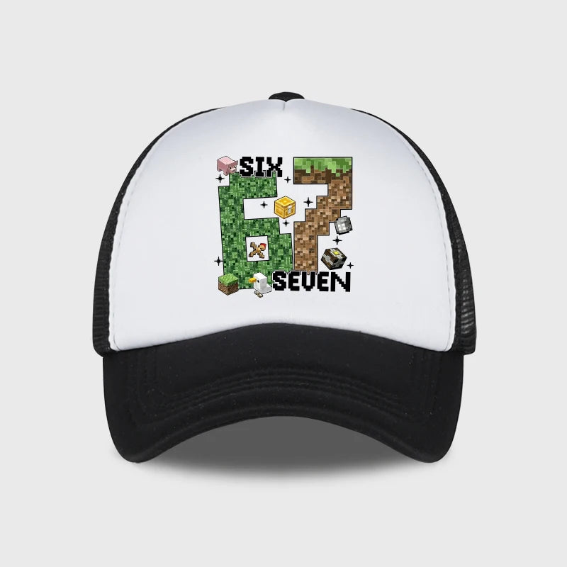 Gamer Pixel 67 Six Seven Sponge Mesh Cap - Breathable Mesh Adjustable Baseball Cap - Gift for Gaming Fans - Sun Protection Cap