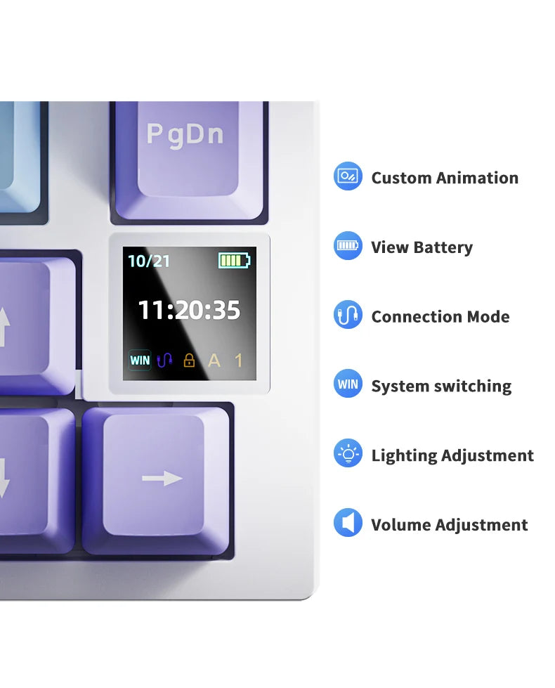 Teclado mecánico AJAZZ AK820 70% compacto/iluminación RGB/interruptores intercambiables en caliente, con conexión por cable, inalámbrica y Bluetooth