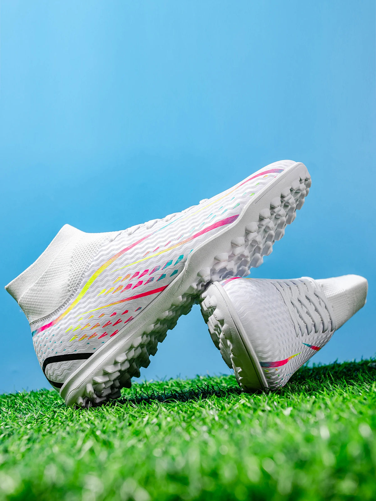 Chaussures de football TF professionnelles pour hommes, femmes et enfants, en PU + tissu respirant, semelle en caoutchouc résistante à l'usure