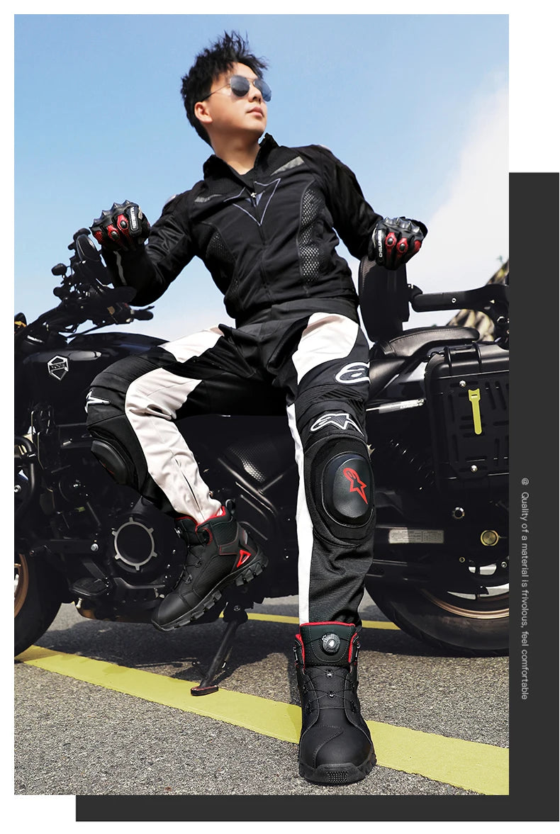 Bottes de moto professionnelles pour hommes, chaussures de course tout-terrain, équipement de moto urbaine, en cuir microfibre ultra-fin