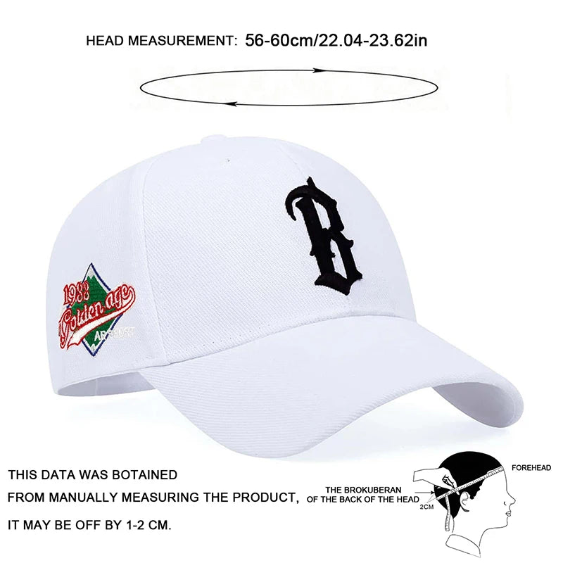 Unisex B Letter Embroidery Baseball Caps Adjustable Casual Hats Spring and Autumn Outdoor Sunscreen Hat