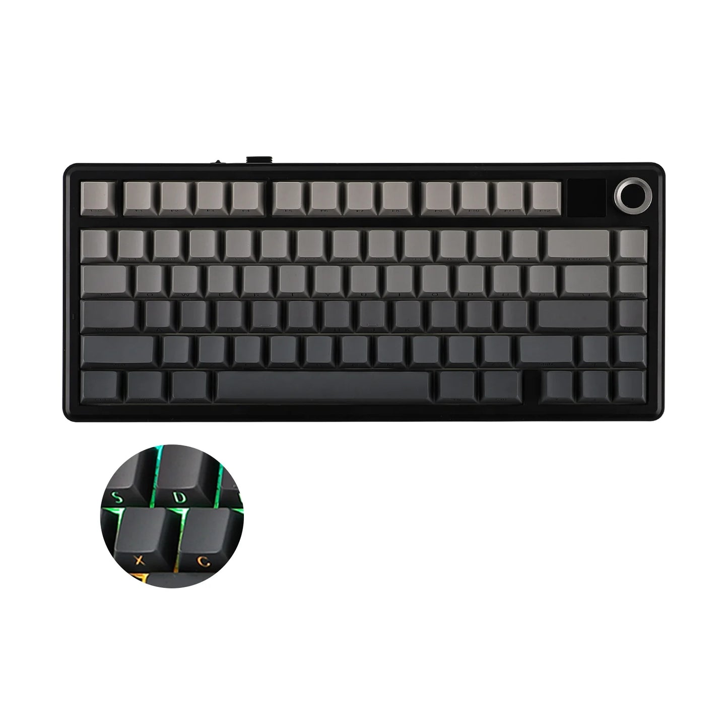 Teclado mecánico inalámbrico EPOMAKER X AULA F75 MAX compacto 75% con distribución ANSI, conexión por cable/Bluetooth/2.4GHz, pantalla TFT y perilla