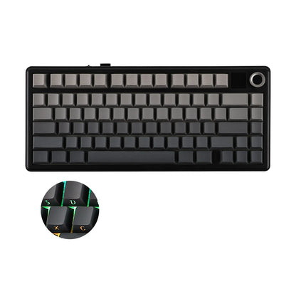 Teclado mecánico inalámbrico EPOMAKER X AULA F75 MAX compacto 75% con distribución ANSI, conexión por cable/Bluetooth/2.4GHz, pantalla TFT y perilla