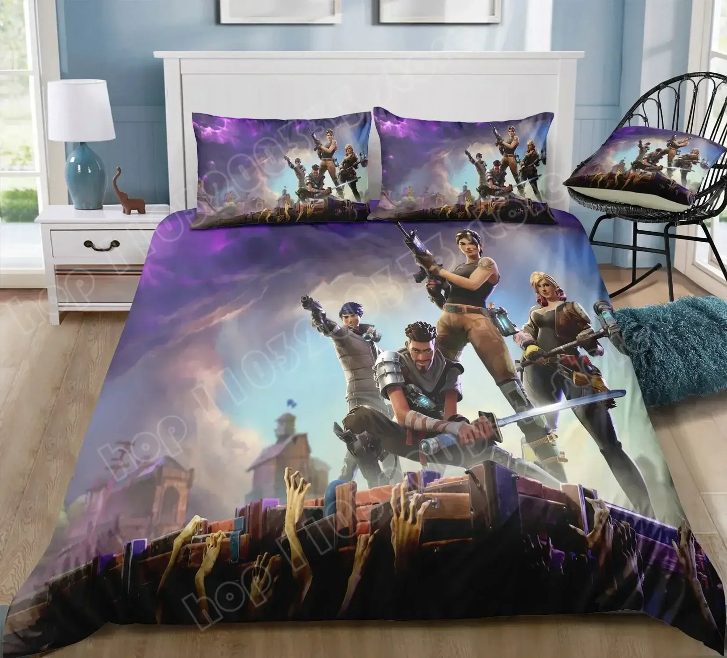 Fortnite Bedding Set Duvet Cover 3 Piece 3D Printed Bedroom Bedding Game Anime Cartoon Pillowcase Room Decoration Gifts
