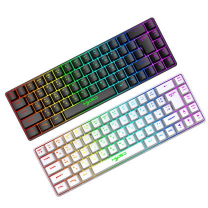 Tastiera meccanica gaming 68 tasti russo-inglese, tastiera bilingue con retroilluminazione RGB per il gaming