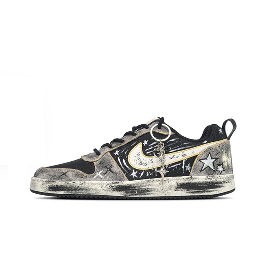 Spersonalizowane trampki Nike Court Borough Pixel Meteor Shower Graffiti Splatter – modne, uniwersalne, niskie buty skateboardowe dla mężczyzn w stylu vintage