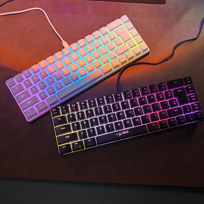 Compact HXSJ gaming keyboard 68 Keys wired keyboard RGB backlit membrane keyboard 60% mini portable office keyboards for laptop