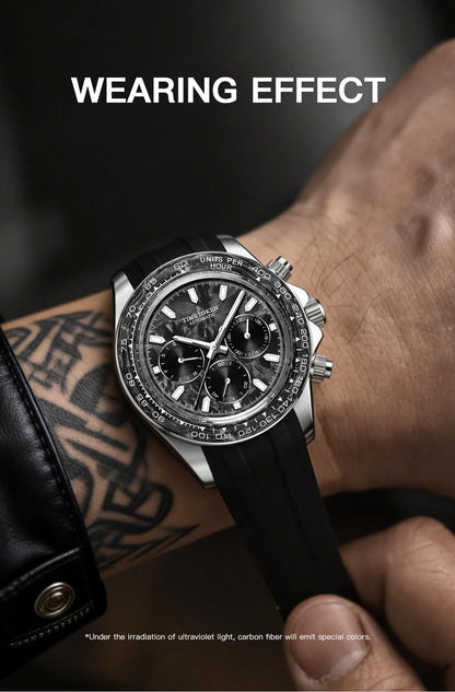 Carbon Fibre Luminous 40mm Automatic Watch Sporty Style 100m Waterproof Diver Watches automatic Men Watch multi-functional