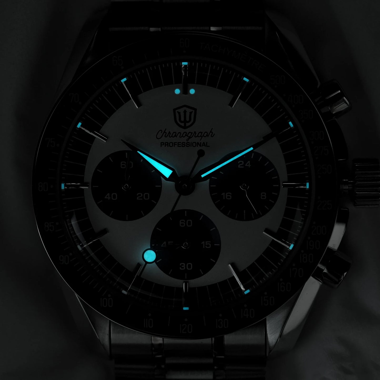 Watchdives WD1863 Watch VK63 Quartz Chronograph Movement Bubble Sapphire Crystal 100m Waterproof Luminous 39mm Vintage Watches