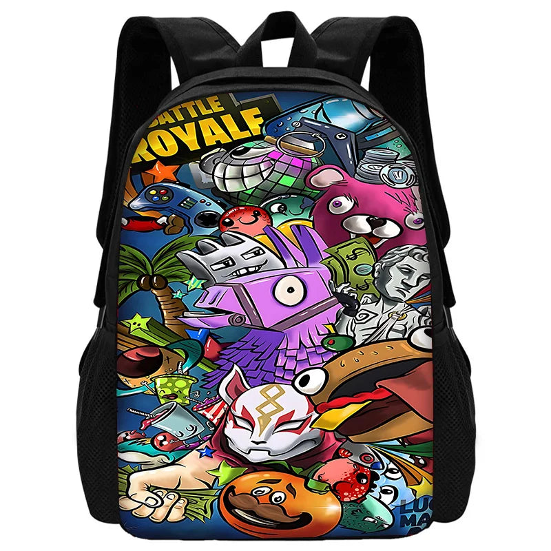 Mochila Escolar Infantil Hot Game com Lancheiras, Design-F-FortniteS, Estojos para Lápis, Mochilas Escolares para Rapazes e Raparigas, Melhor Presente