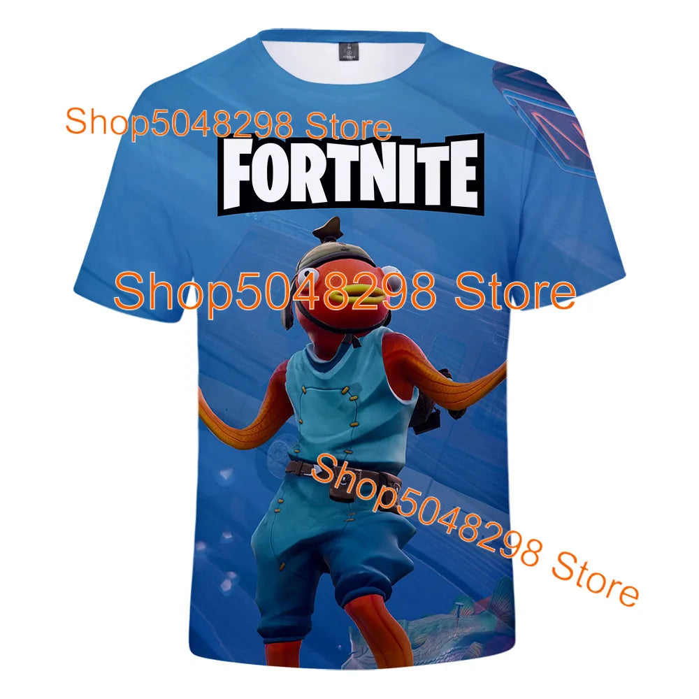 T-shirt Fortnite Bushranger para Crianças, Estampado 3D Banana Peely, T-shirt para Homem e Mulher, Top de Verão Battle Royale, Presentes de Aniversário