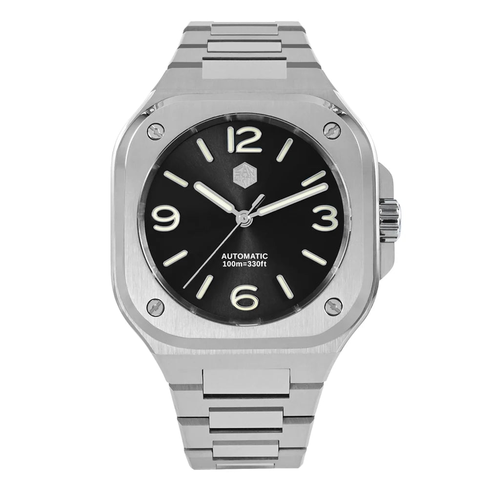 San Martin 40mm Classic Luxury Sport Watch Distinctive Square Case Stainless Steel Men Watch Automatic Mechanical 10 Bar SN0074