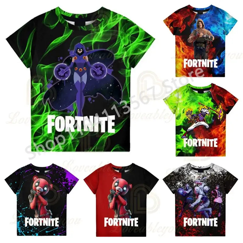 2-teiliges Set F-Fortnited Victory 3D-T-Shirt und Shorts für Kinder, Oberteile für Mädchen und Jungen, Battle-Royale-Kleidung, Harajuku-Tees, Hero-Kinder-T-Shirt