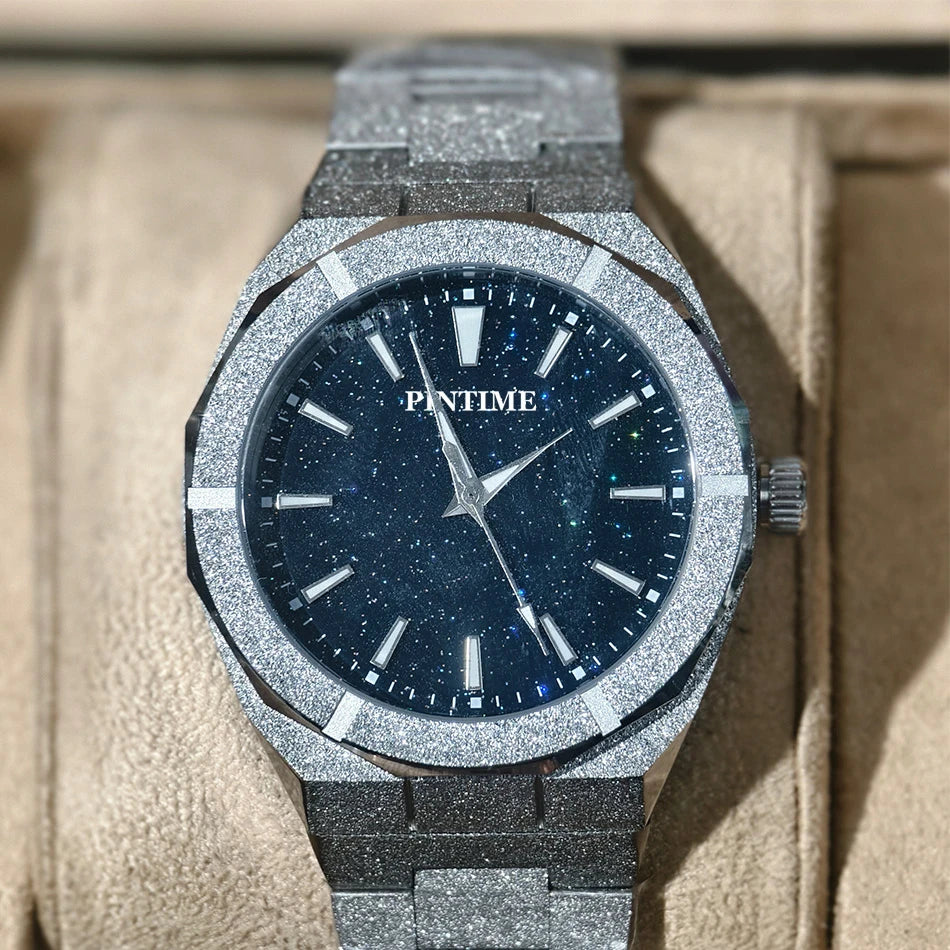 Men's wristwatch Starry Frosted Men Quartz Watch Fashion And Luxury Gentleman Watches Golden Watch Waterproof Silver Accessories