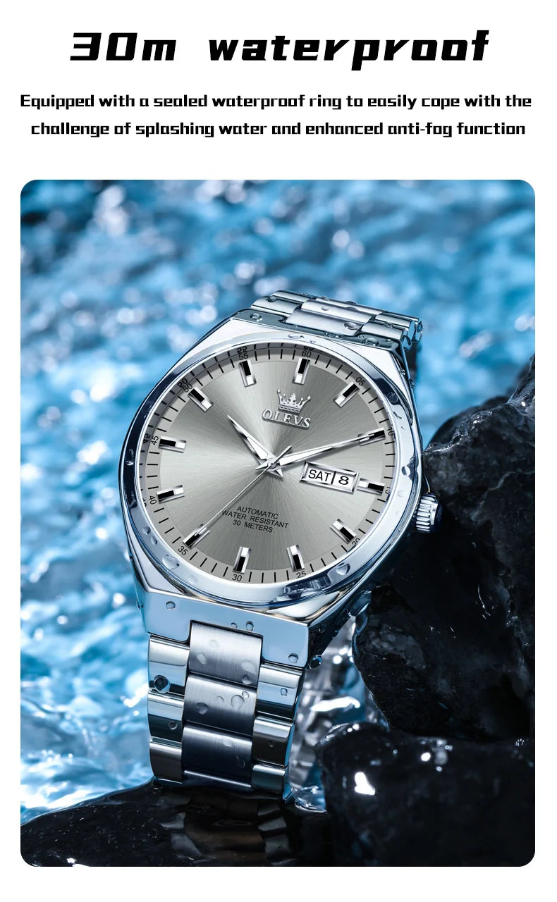 OLEVS Top Brand Luxury Automatic Watches Men Waterproof Watches 316L Steel Business Mechanical Men's Watch relogios masculino