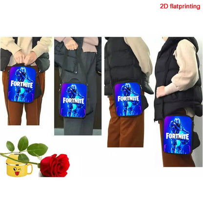 Cartoon FORTNITE Insulated Cooler Lunch Bag Cute Portable Lightweight Picnic Bag for Boys & Girls Age 5-10 Kids Daily Food Bag