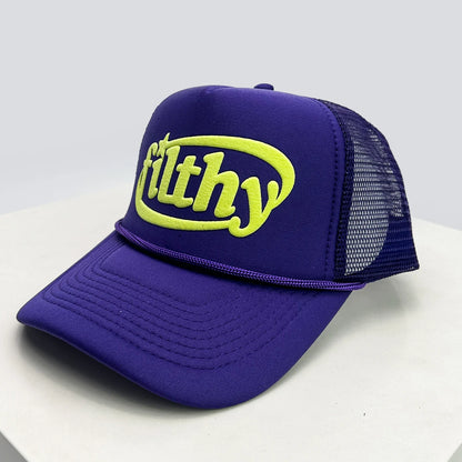New Unisex Color Block filthy Letters Baseball Hats Sunshade Color Block Breathable Personal Trucker Caps Versatile Mesh Fashion