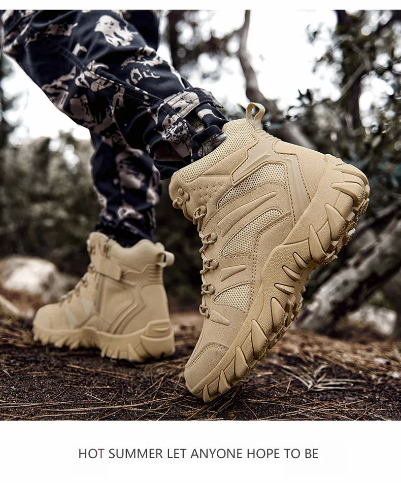 Botas tácticas mejoradas de entrenamiento de combate para hombre, calzado outdoor para camping antidesgaste de respuesta rápida, zapatillas de senderismo para pesca y caza para hombre