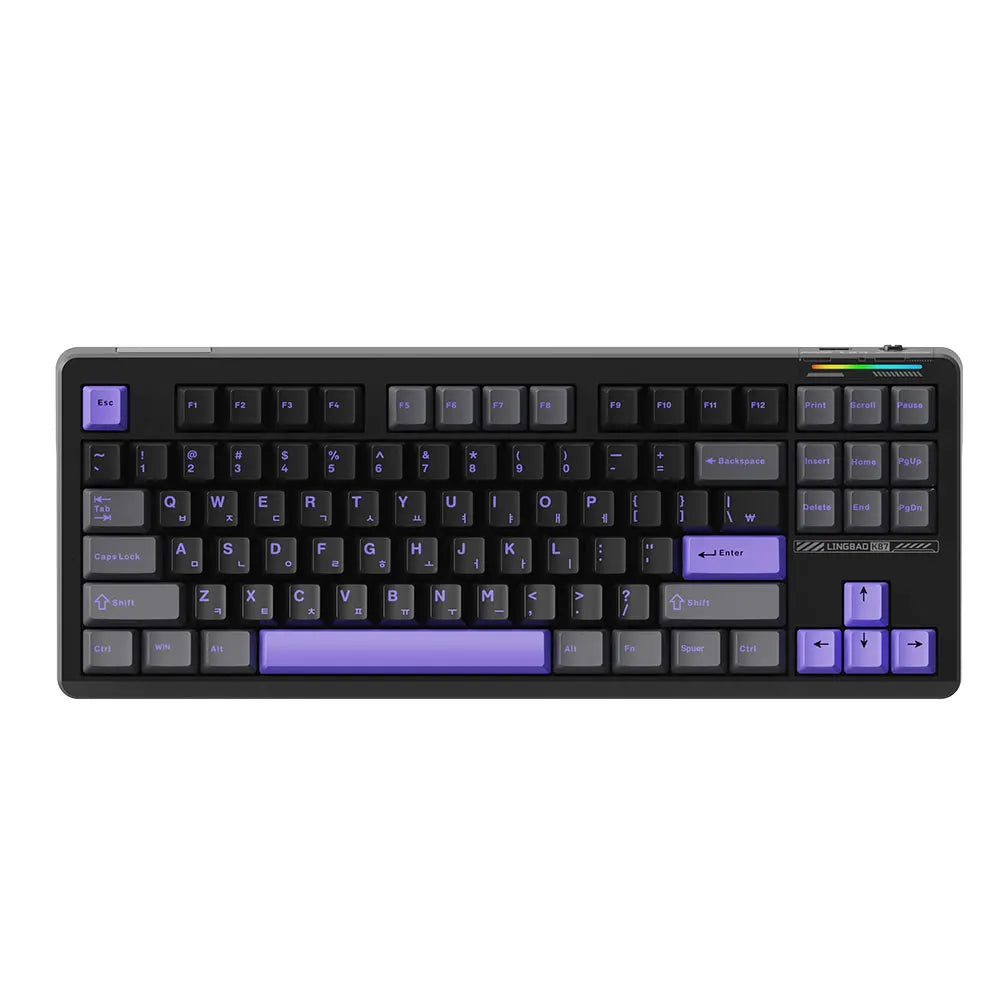Tastiera wireless AULA×LINGBAO K87 con lettere coreane, keycap PBT con montaggio gasket, software macro, switch LEOBOG
