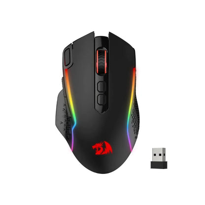 Mouse de gaming wireless Redragon M810 Pro, 10000 DPI, mouse de gamer cu fir cu tastă Rapid Fire, 8 butoane macro, mouse negru/alb