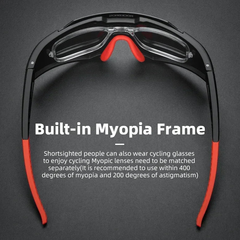 ROCKBROS Photochromic Cycling Glasses Polarized Adjustable Nose Support Myopia Frame Sports Sunglasses Men Women Eyewear Goggle