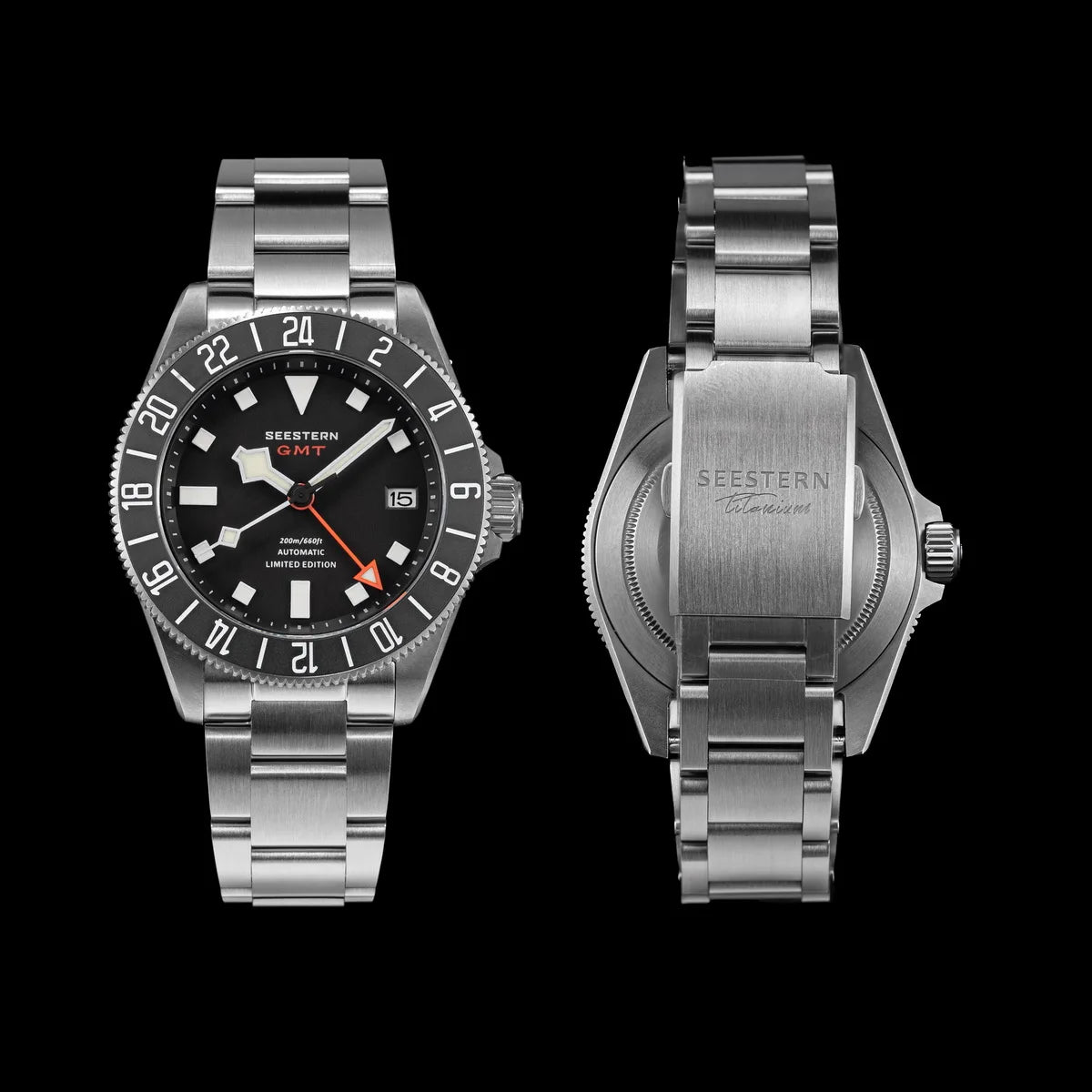 SEESTERN Titanium Diver Men of Watch GMT Automatic Mechanical Wristwatch NH34 Movement Sapphire Crystal 200M Waterproof Lume New