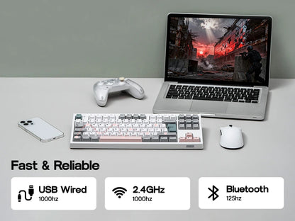 Layout ISO-UK EPOMAKER TH87 TKL Tastiera meccanica cablata/BT/wireless 2.4Ghz NKRO con batteria 10000mAh e illuminazione RGB