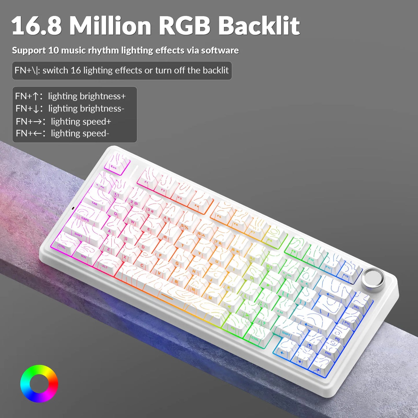 Tastiera meccanica gaming wireless AULA F75 Pro con montaggio gasket, RGB personalizzato, layout 75% e keycap PBT con incisione laterale