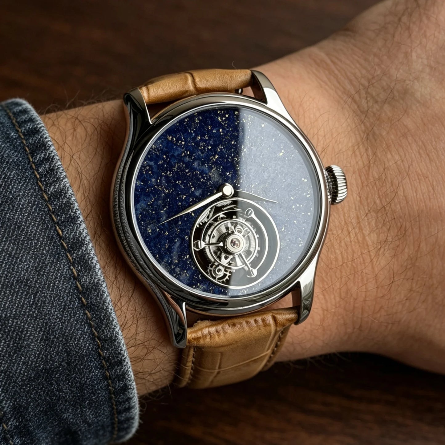 Merkur 100% Tourbillon Watch Men's Titanium Ice Flower Dial Sapphire Watch For Men Mechanical Wristwatches Relogio Masculino