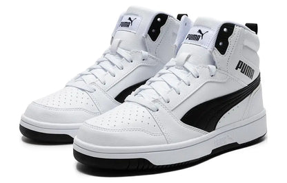 Puma Rebound V6, baskets confortables, polyvalentes, durables et légères, mi-hautes, noires et blanches, 392326-02