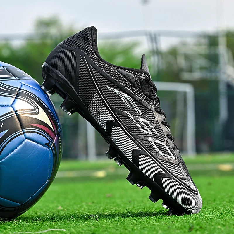 Chaussures de football populaires à tige basse FG/TF, unisexe, pour terrain, entraînement rapide, crampons antidérapants à crampons longs