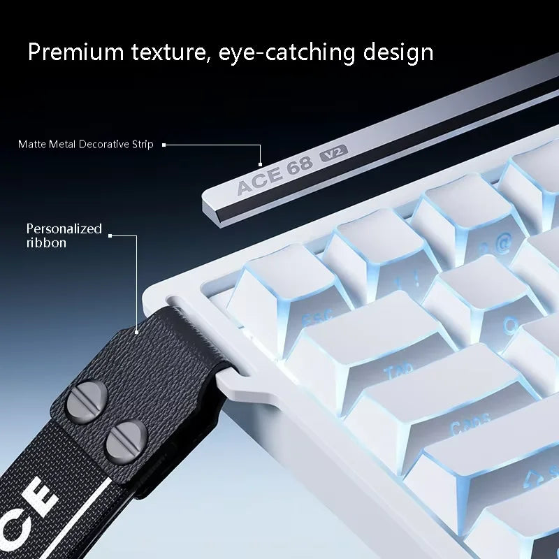 MCHOSE ACE68 V2 Gaming Keyboard Hall Effect 0.001MM RT 8kHz Polling Rate Hot Swappable Support 16K/128K/256K Scan Rate RGB DKS