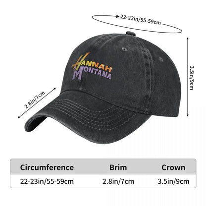 Hannah Montana Logo Baseball Cap Fashion Distressed Washed Miley Cyrus Funny Sun Cap Men Women Outdoor Workouts Adjustable Hat