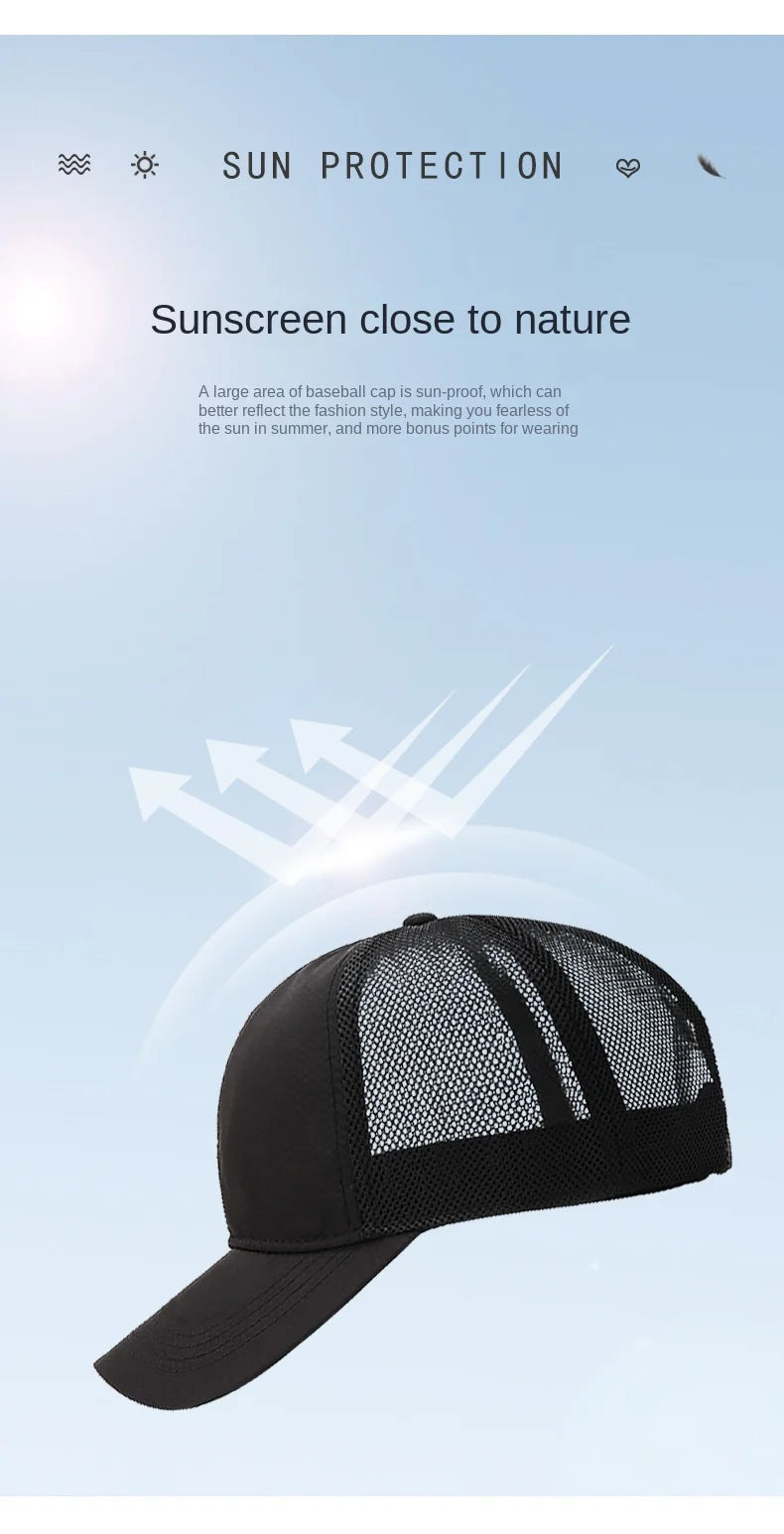 XXXL Men Women Baseball Cap Big Head Plus Size Summer Mesh Top Quality Oversize Sport Snapback Hat 56-60cm 61-63cm